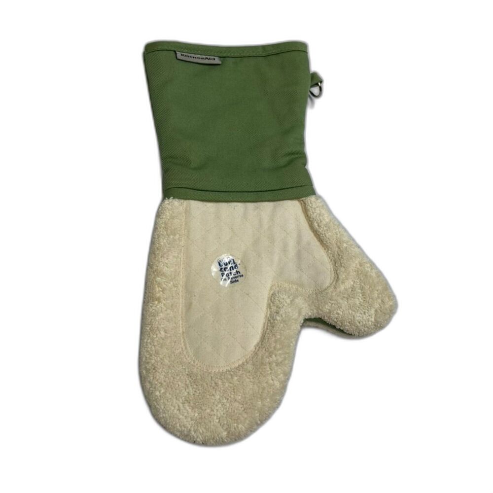KitchenAid Oven Mitt Large Green/Ivory Terry Cotton